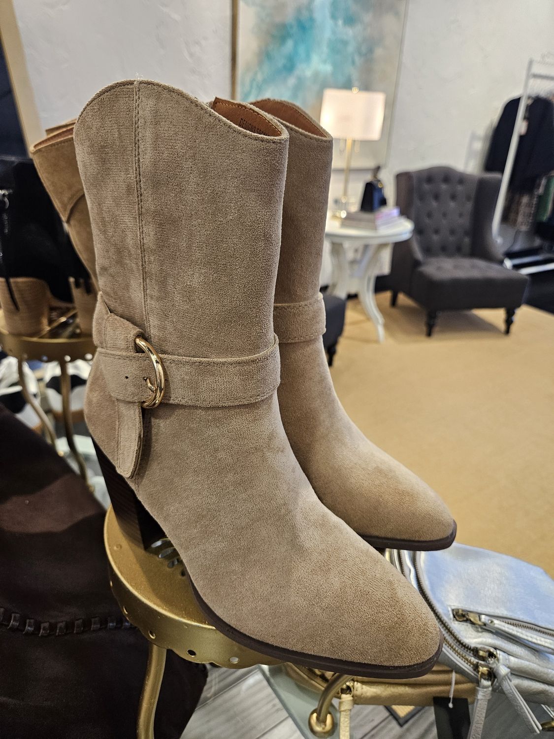Suede Ankle Boot - Taupe Suede Ankle Boot - Taupe