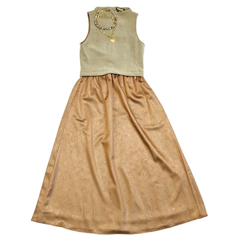 Sleeveless Mixed Media Maxi Dress