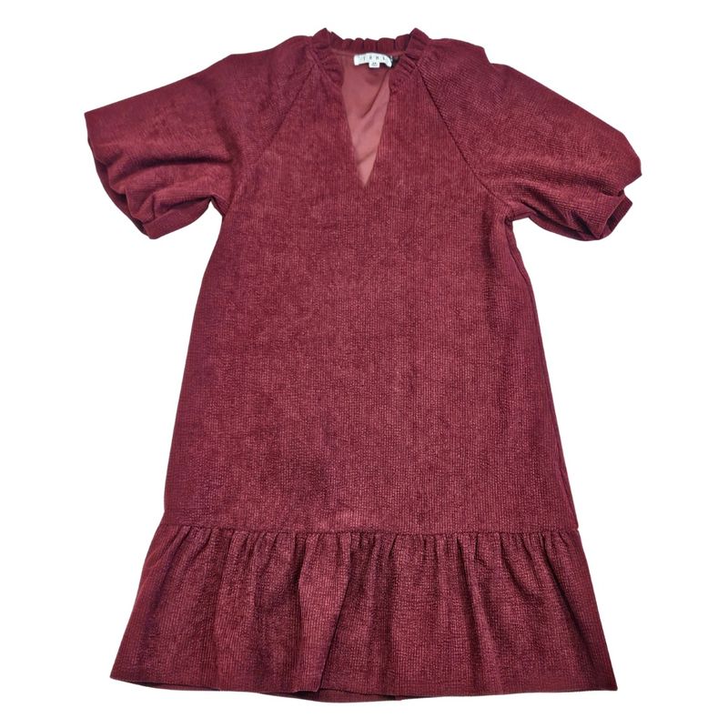 Puff Sleeve Corduroy V-Neck Dress