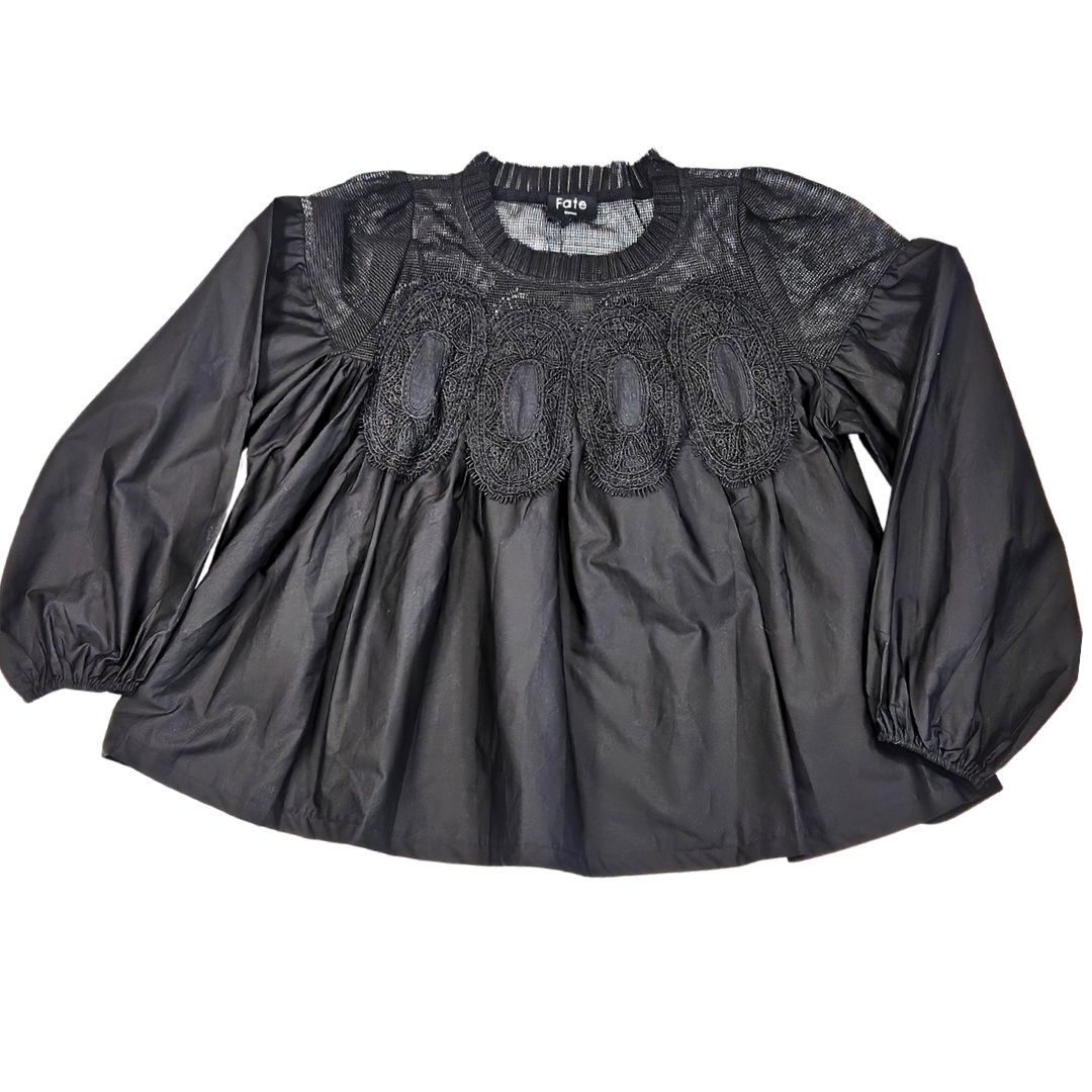 Lace Applique Black Long Sleeve Bouse Lace Applique Black Long Sleeve Bouse