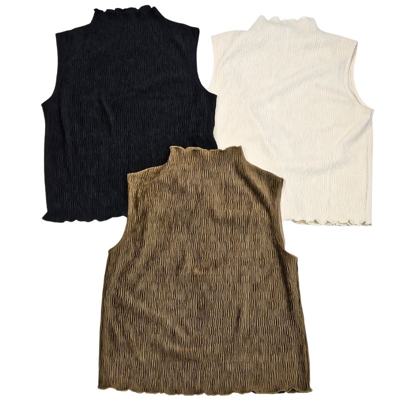 Crinkled Velvet Mock Neck Top