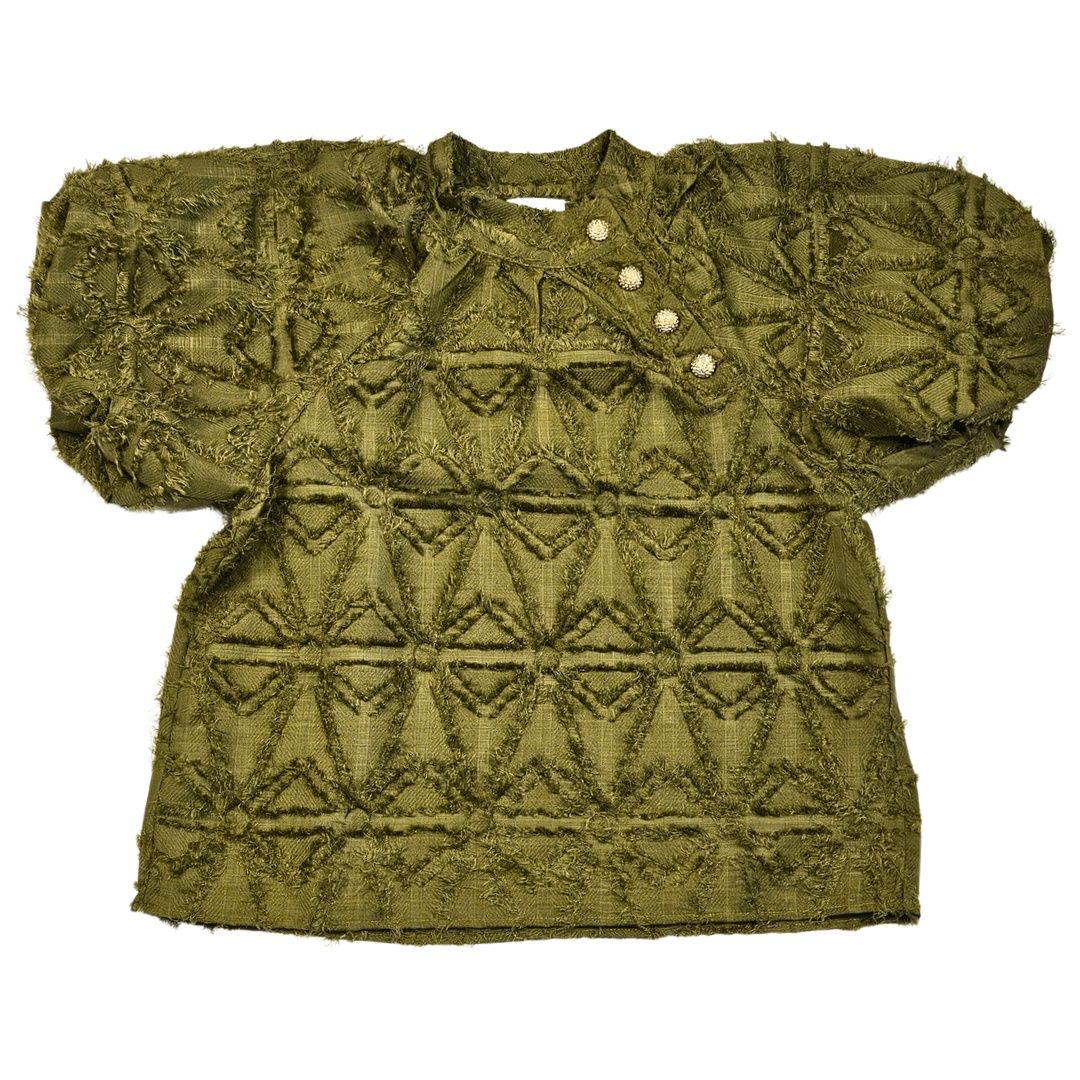 Puff Sleeve Top, gold buttons