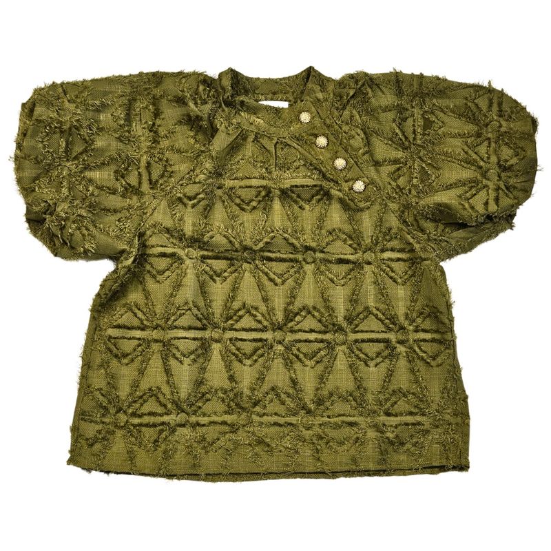 Puff Sleeve Top, gold buttons