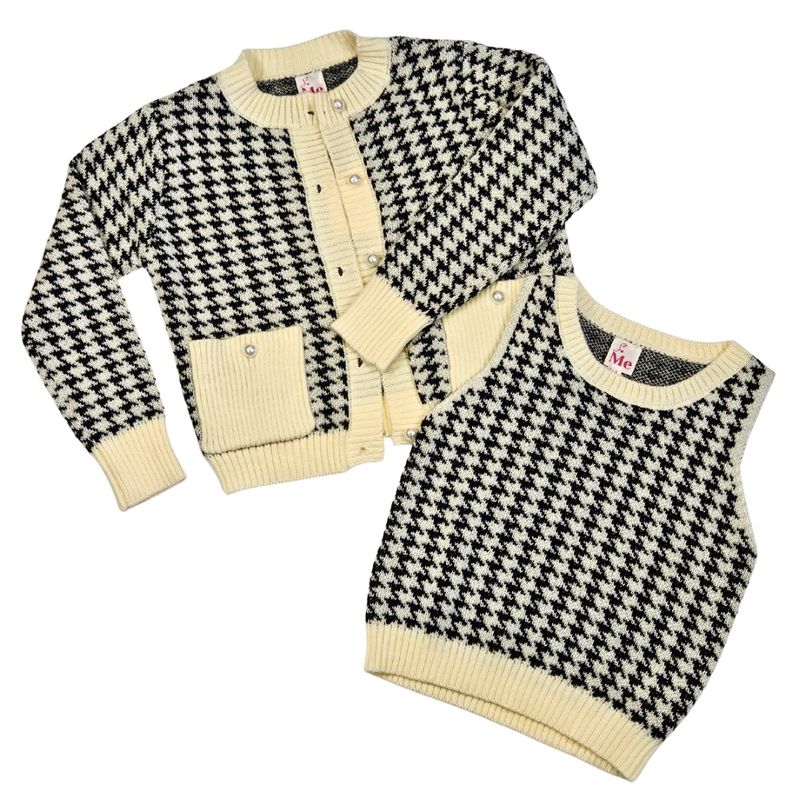Houndstooth Cardigan/Tank Top Sweater Set