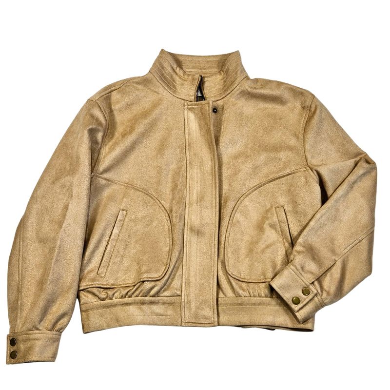 Oversized Curved Pocket Jacket Faux Suede