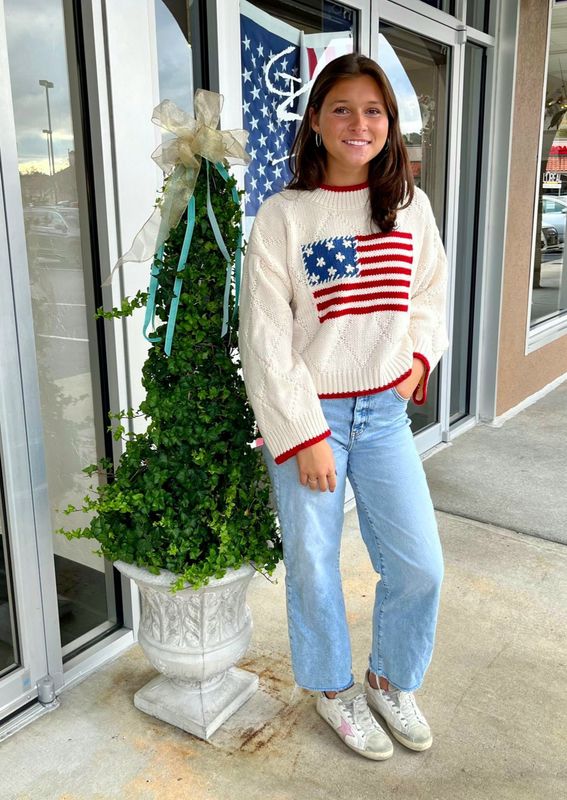 Oatmeal Flag Sweater