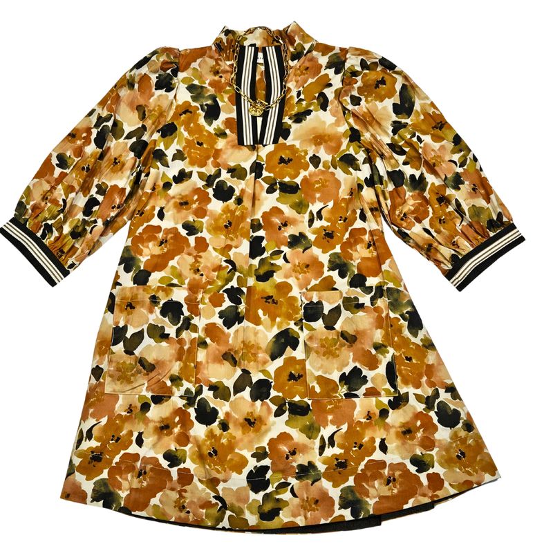 Fall Floral Dress, ribbon detail