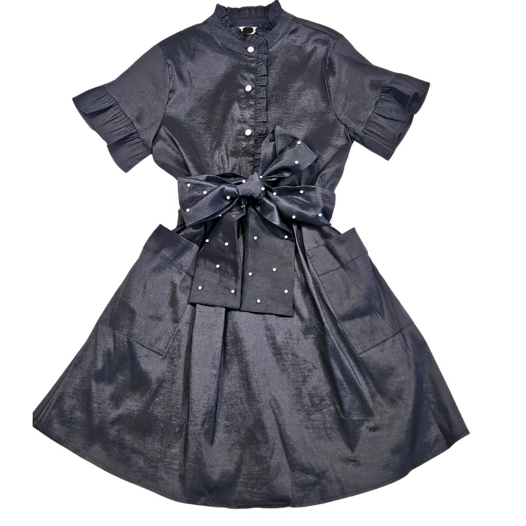 Liv Button Up  Dress, pearl sash
