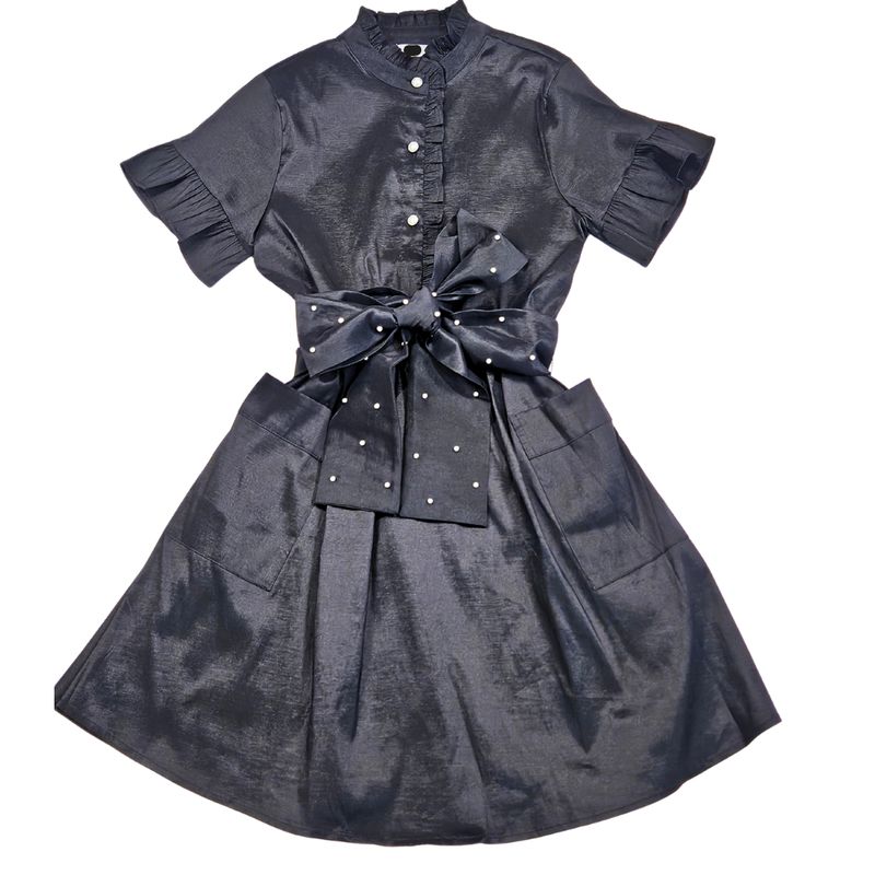 Liv Button Up  Dress, pearl sash