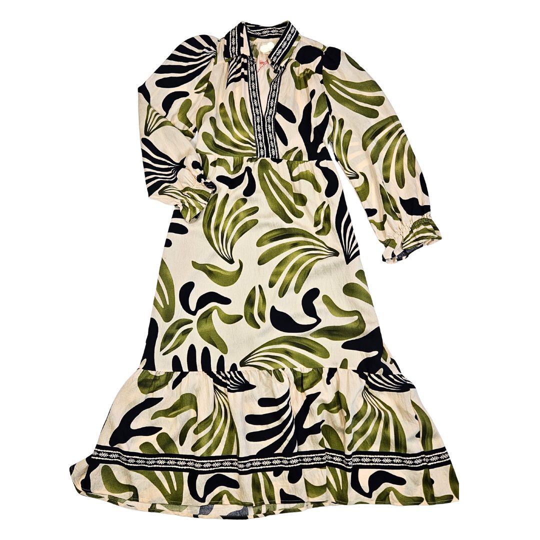 Collared Floral Maxi Dress, khaki detail Collared Floral Maxi Dress, khaki detail