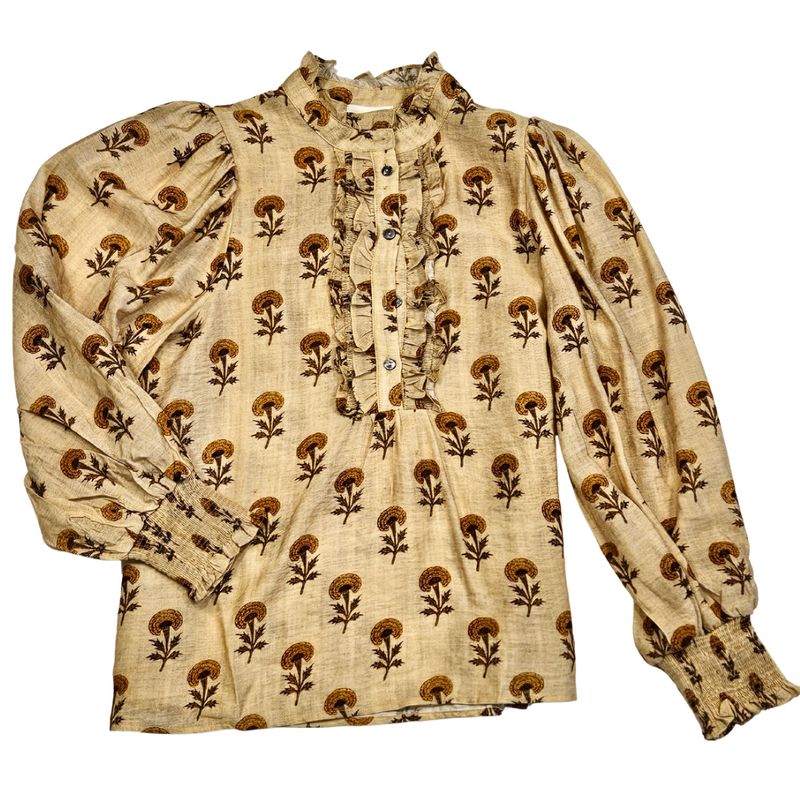 Floral Long Sleeve Top, ruffle detail