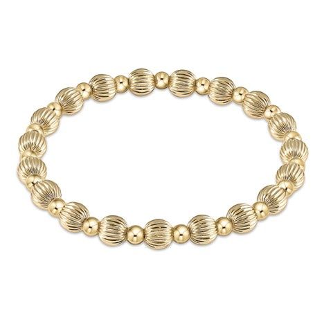 Dignity grateful pattern 6mm bead bracelet - gold