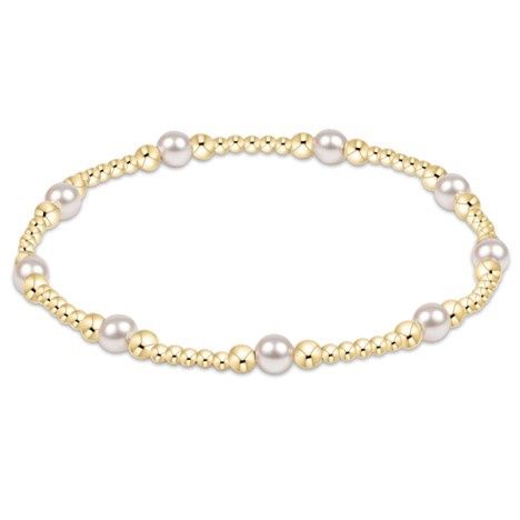Classic purpose pattern 4mm bead bracelet - pearl