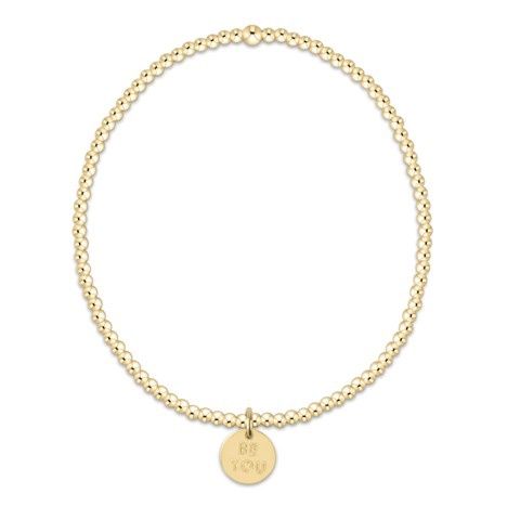 Classic gold 2mm bead bracelet - be you. small gold word disc