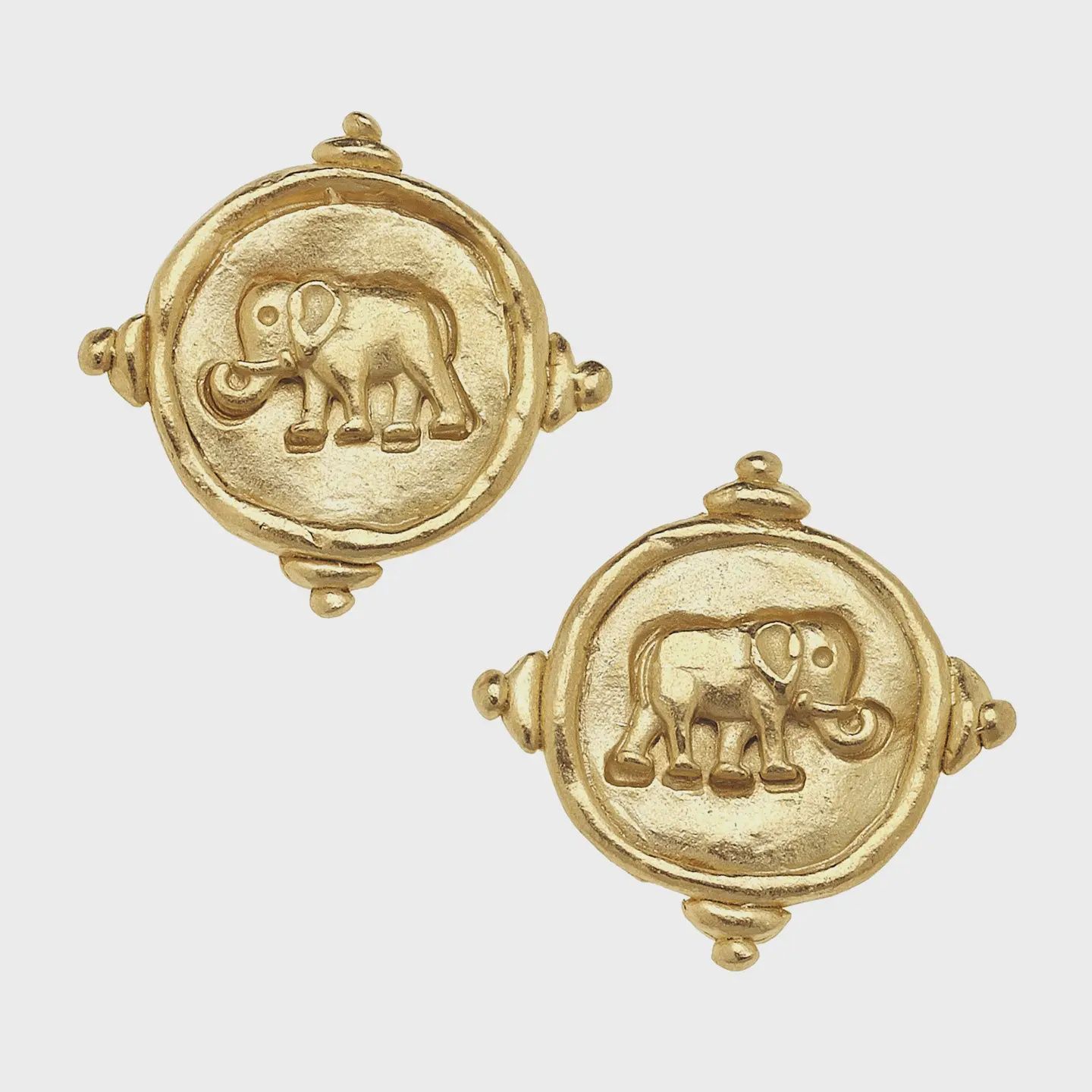 Gold Elephant Pierced Earrings