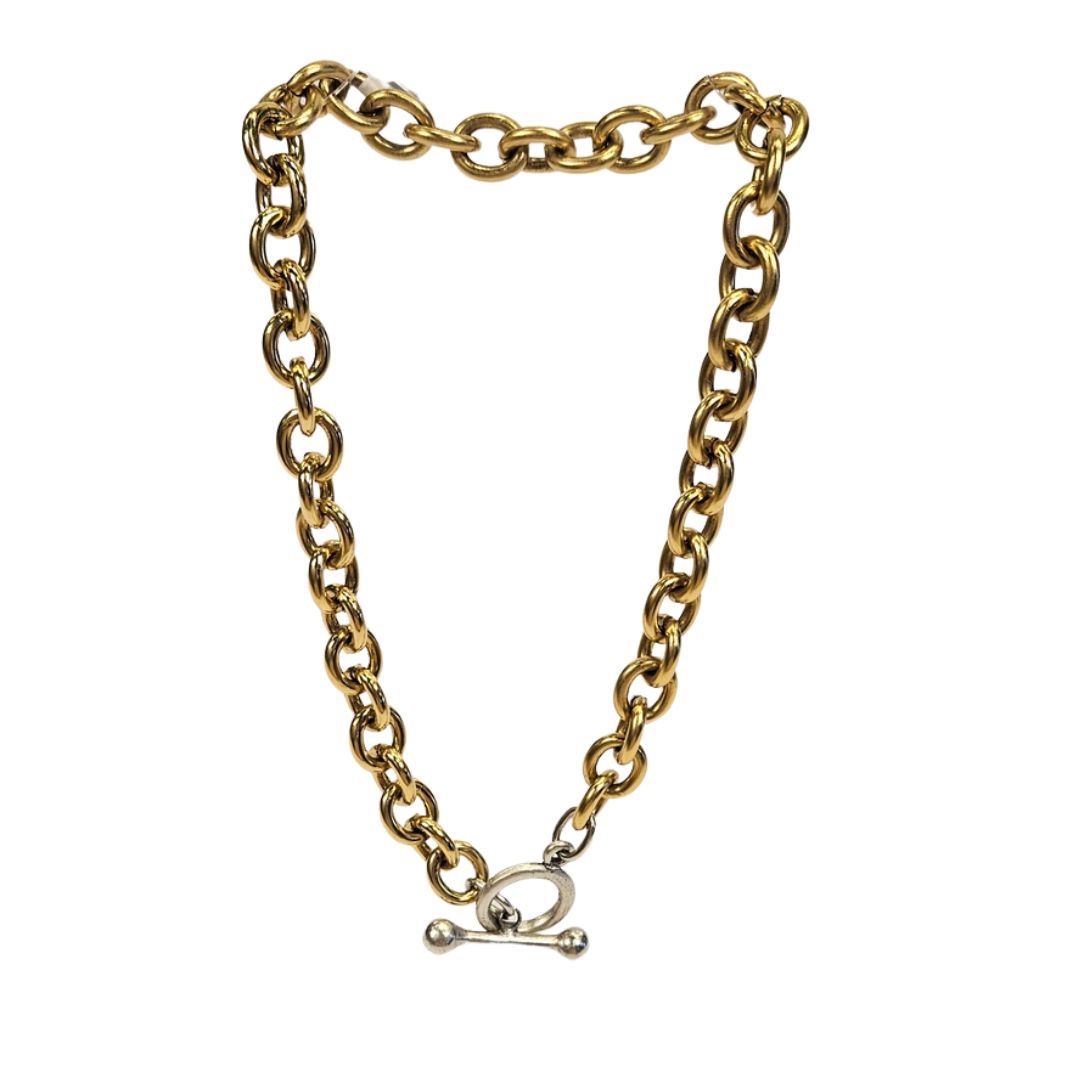 Heavy Gold Chain Necklace w/ Silver Toggle