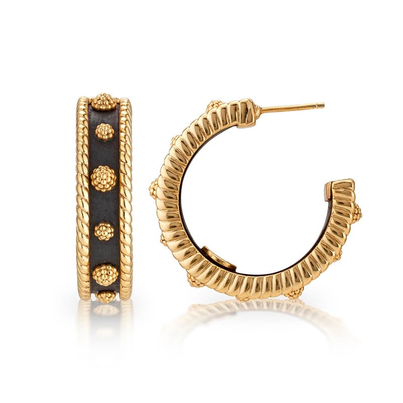 Berry Med Hoop Earring, ebony