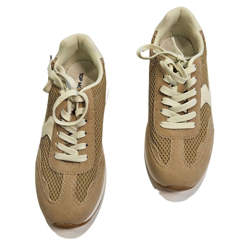 Contrast Mesh Low Top Sneaker - Camel