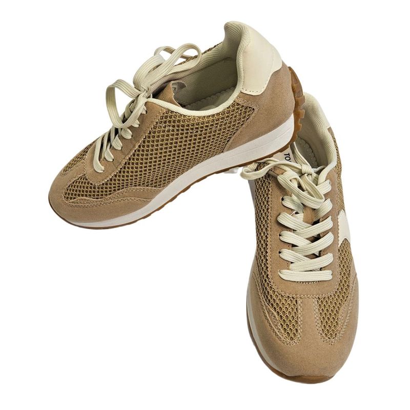 Contrast Mesh Low Top Sneaker - Camel