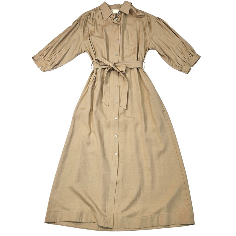 Linen Midi Dress, belted