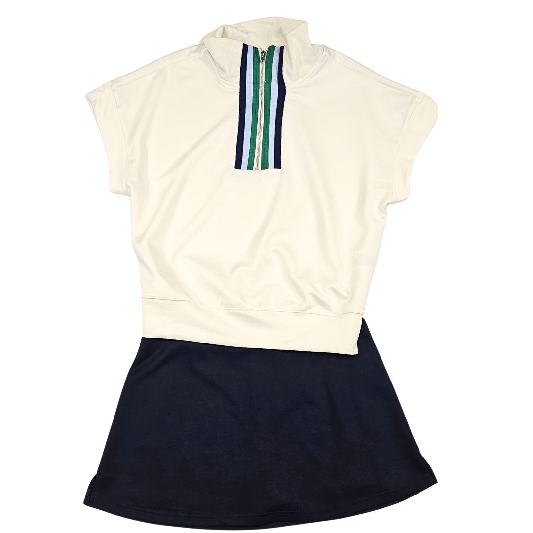 Half Zip Lux Knit Top, contrast detail Half Zip Lux Knit Top, contrast detail