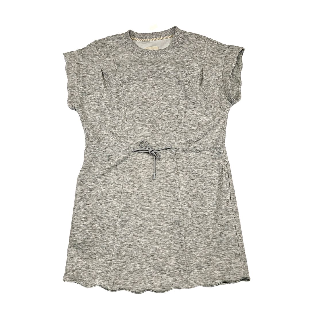 Lux Knit Drawstring Waist Mini Dress with Scallop Detail