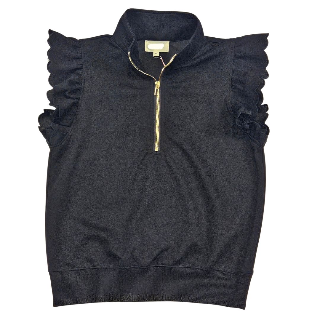 Scallop Edge Ruffle Sleeve Top