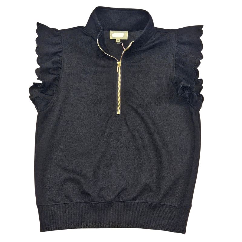 Scallop Edge Ruffle Sleeve Top