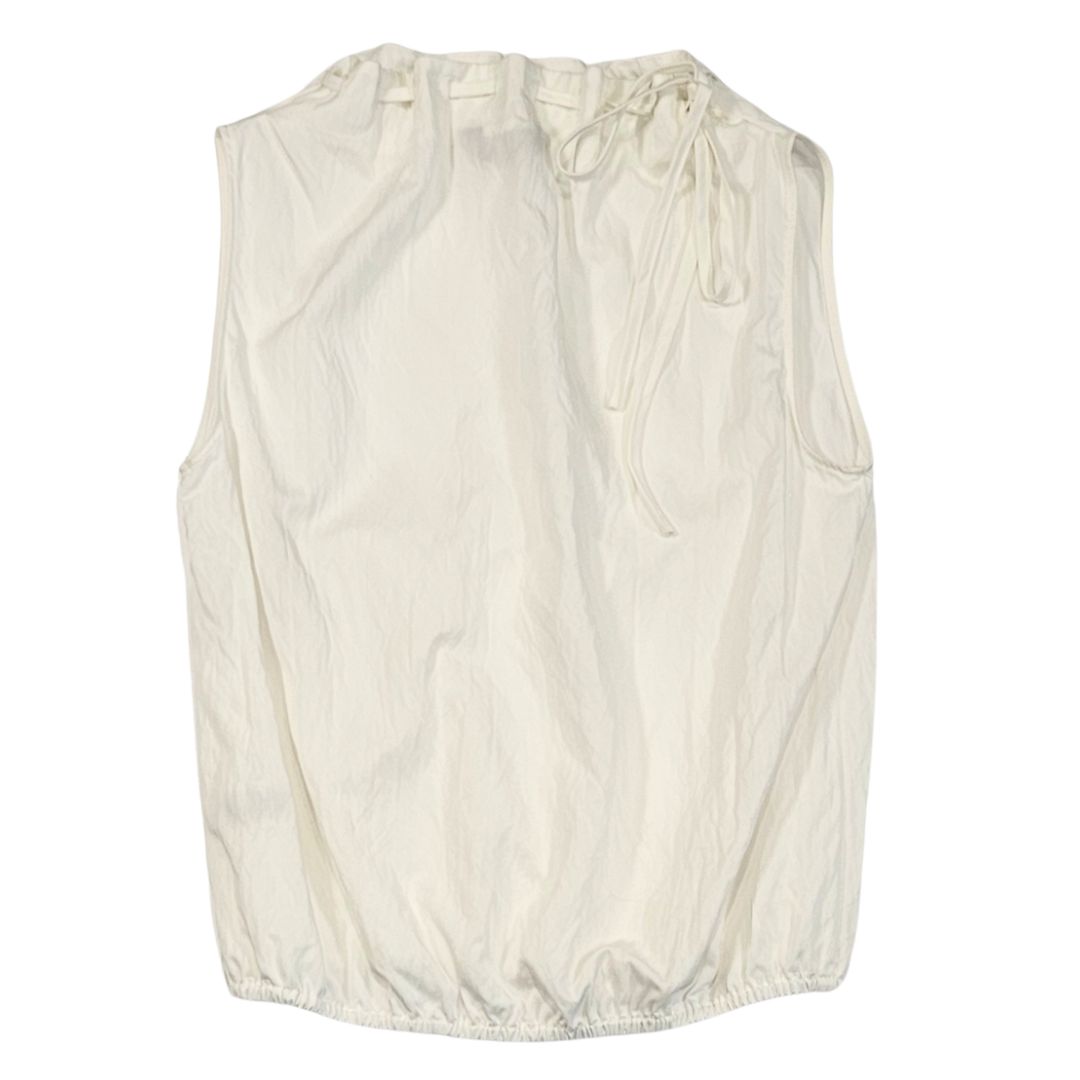 Cinched Mock Neck Sleeveless Top, Color: White, Size: Small