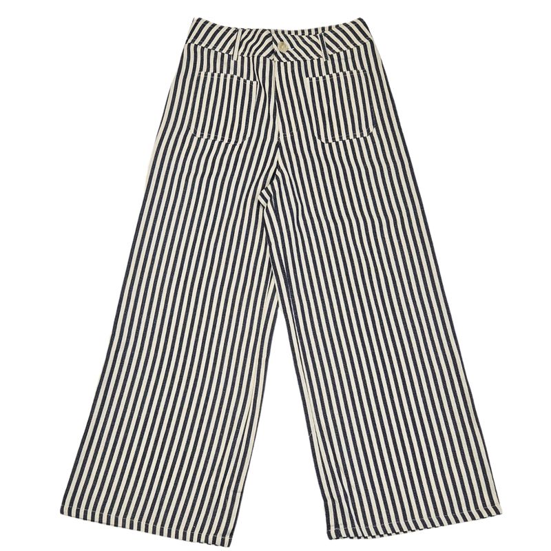 Twill Stripe Wide Leg Pant