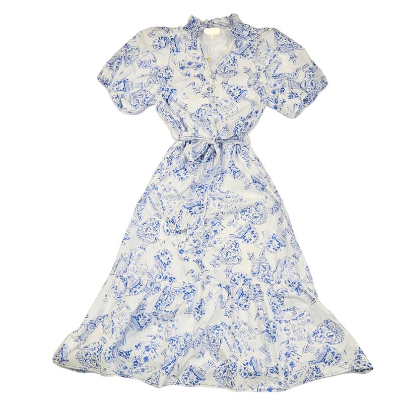 Print Puff Sleeve Midi Dress