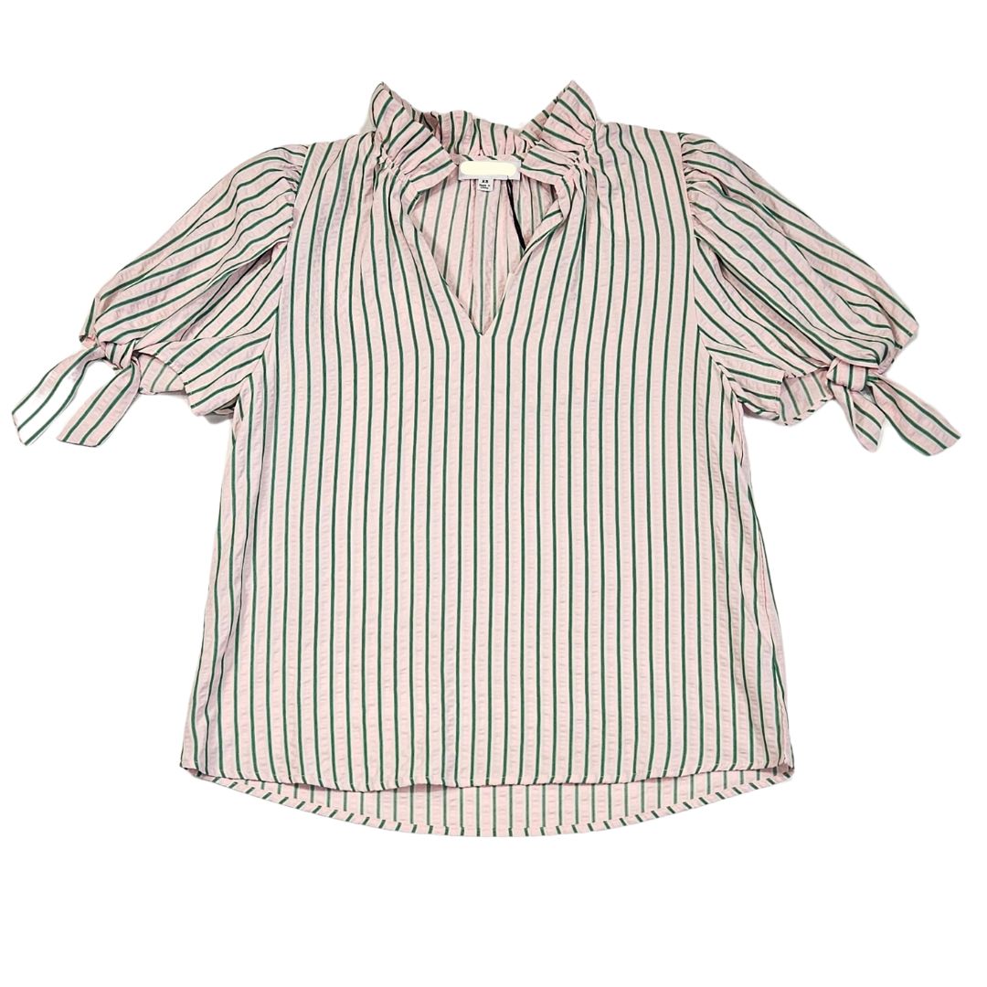 Pink/Green Stripe Seersucker Blouse