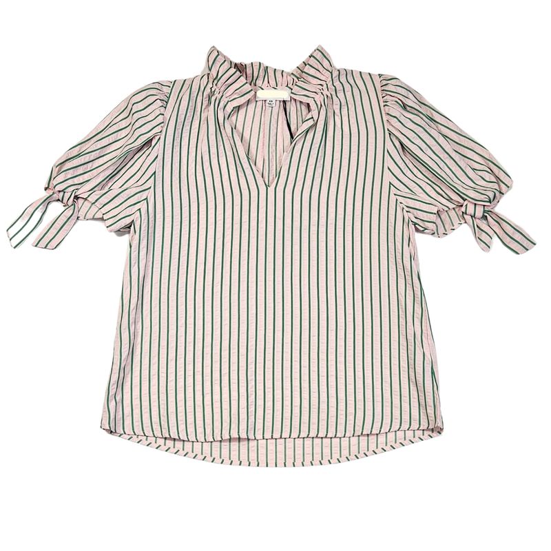 Pink/Green Stripe Seersucker Blouse