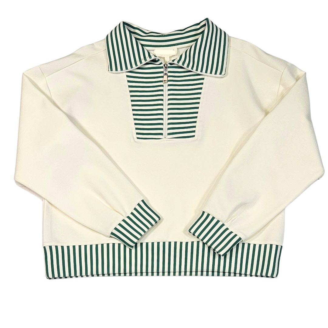 L/S Quarter Zip, Green Stripe L/S Quarter Zip, Green Stripe