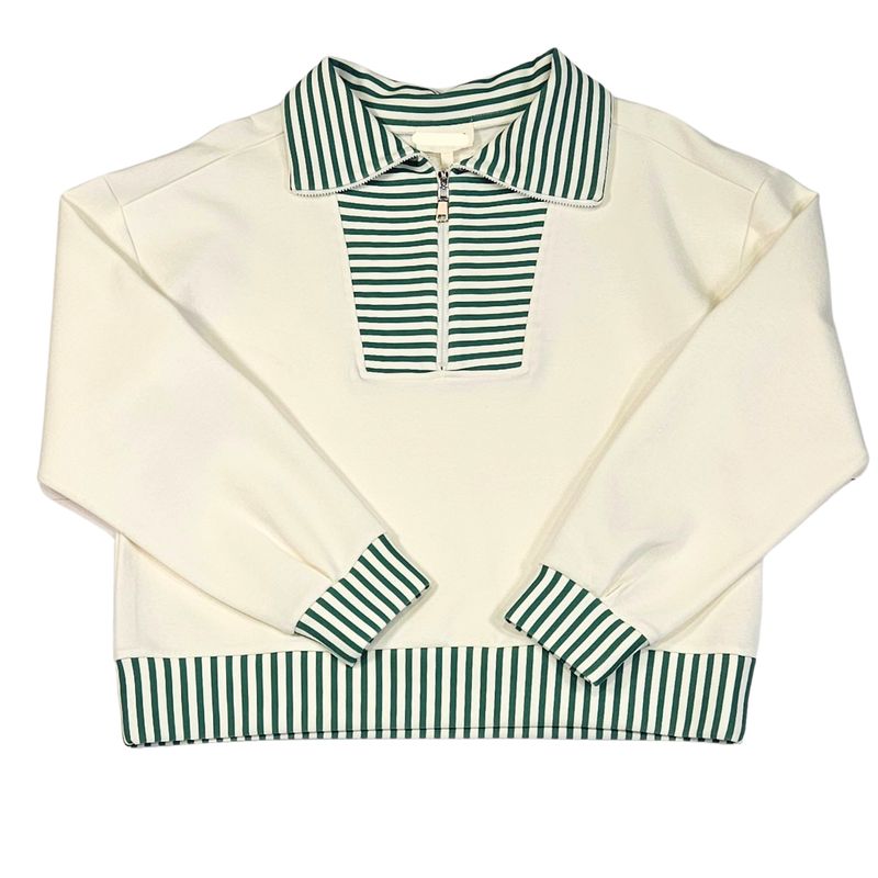 L/S Quarter Zip, Green Stripe