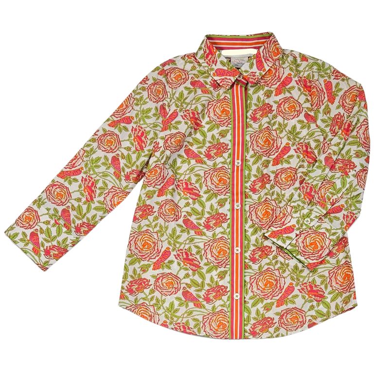 Boyfriend Cotton Shirt, smell the roses