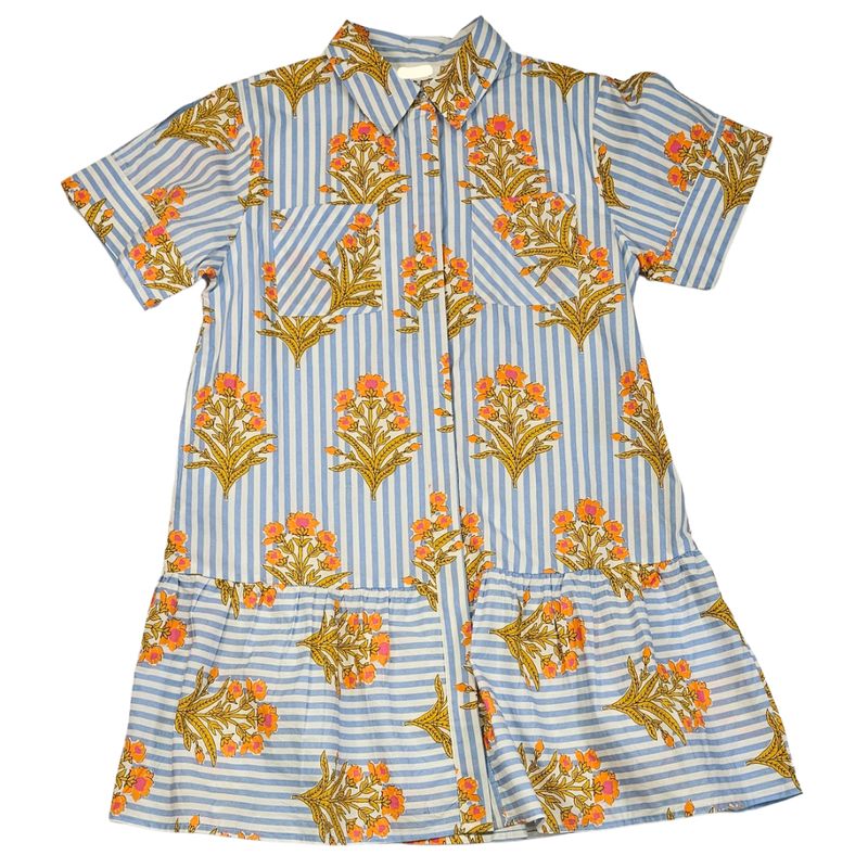 S/S Striped Floral Pattern Dress