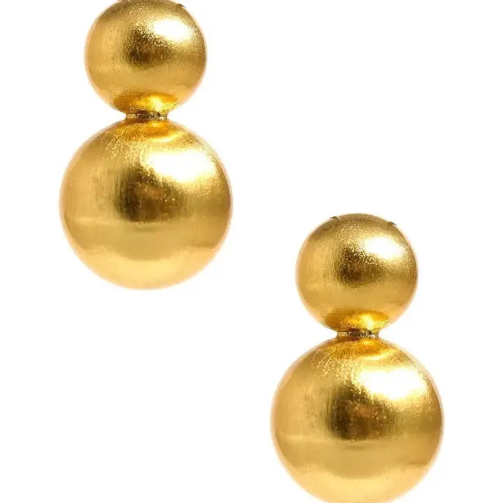 Audrey Double Brushed Gold Earrings, large Audrey Double Brushed Gold Earrings, large