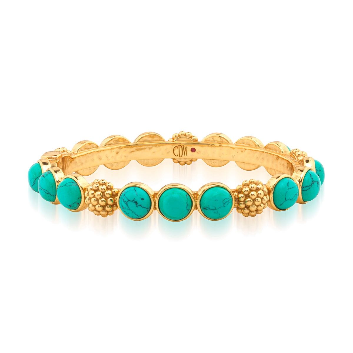 Berry Gem Hinged Bangle - Turquoise