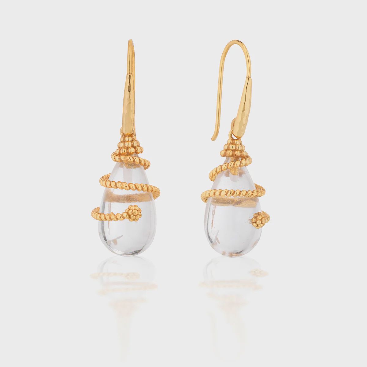 Lily Drop Earrings, clear quartz
