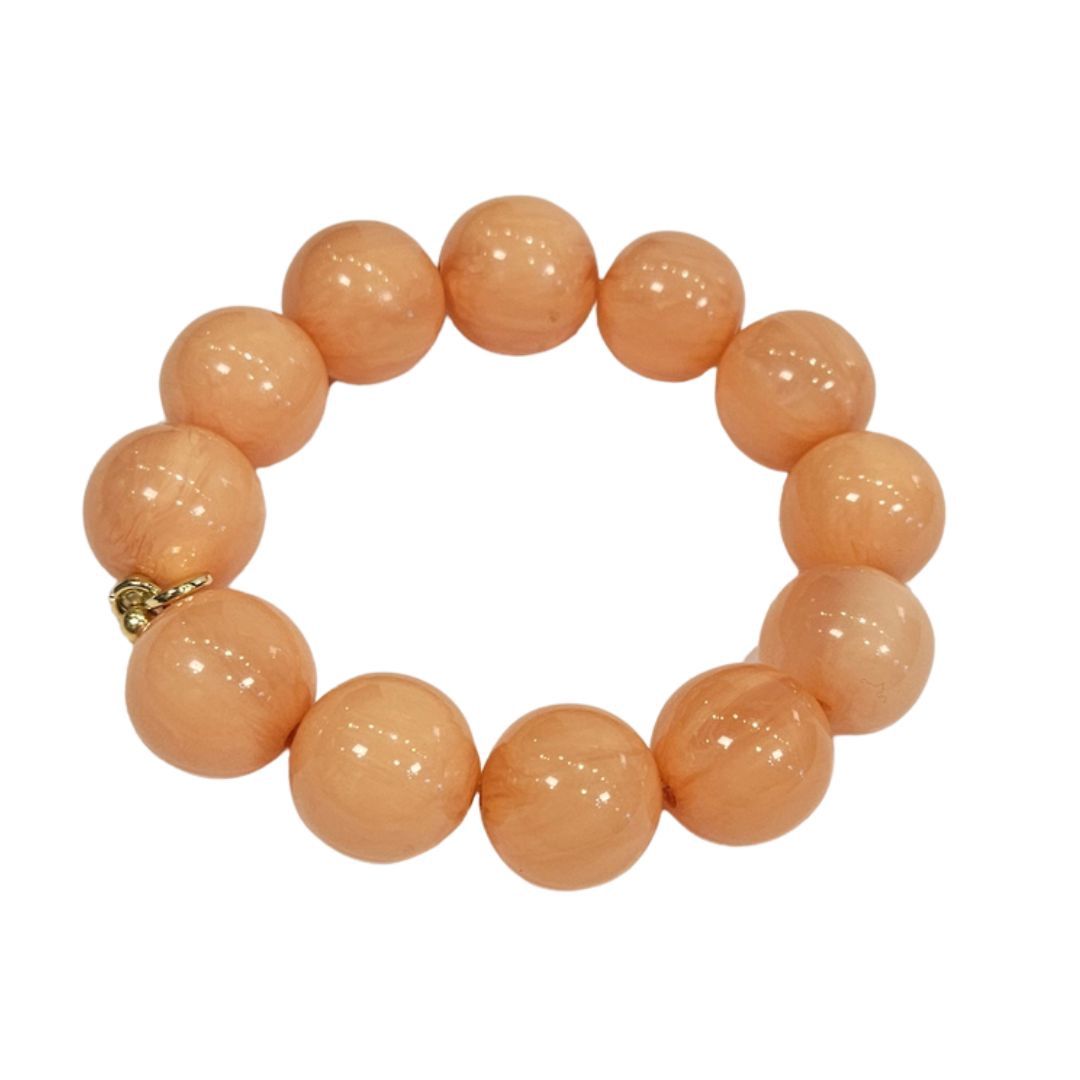 Cece Large Resin Bead Bracelet, Color: Coral
