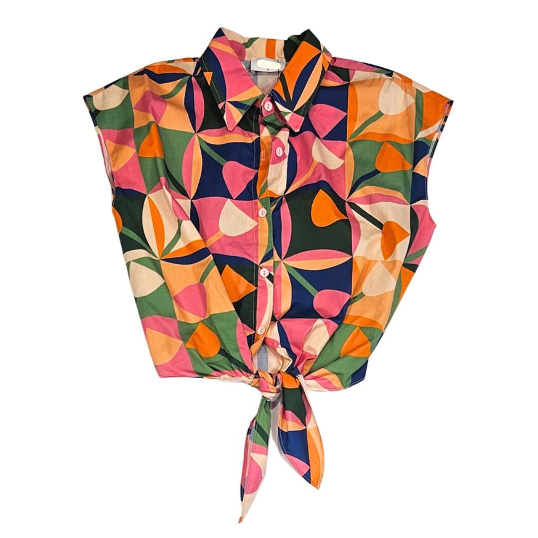 Sabine Tie Front Top, petal pop