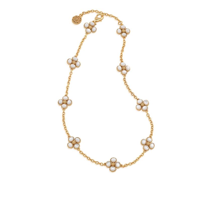 Berry Clover Double Sided Necklace, MOP - 16”+2”