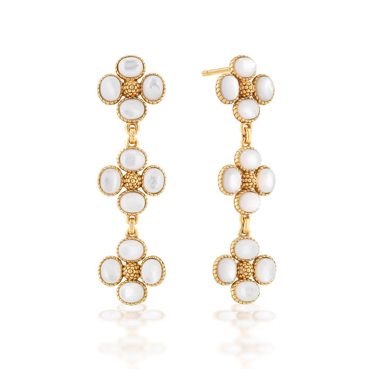 Berry Clover Linear Earrings - MOP Berry Clover Linear Earrings - MOP