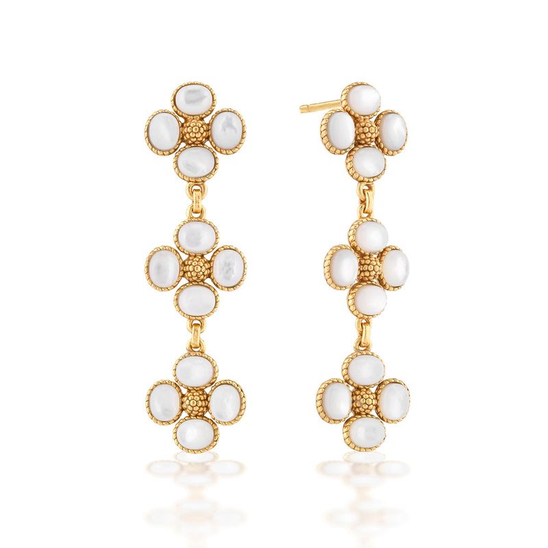 Berry Clover Linear Earrings - MOP
