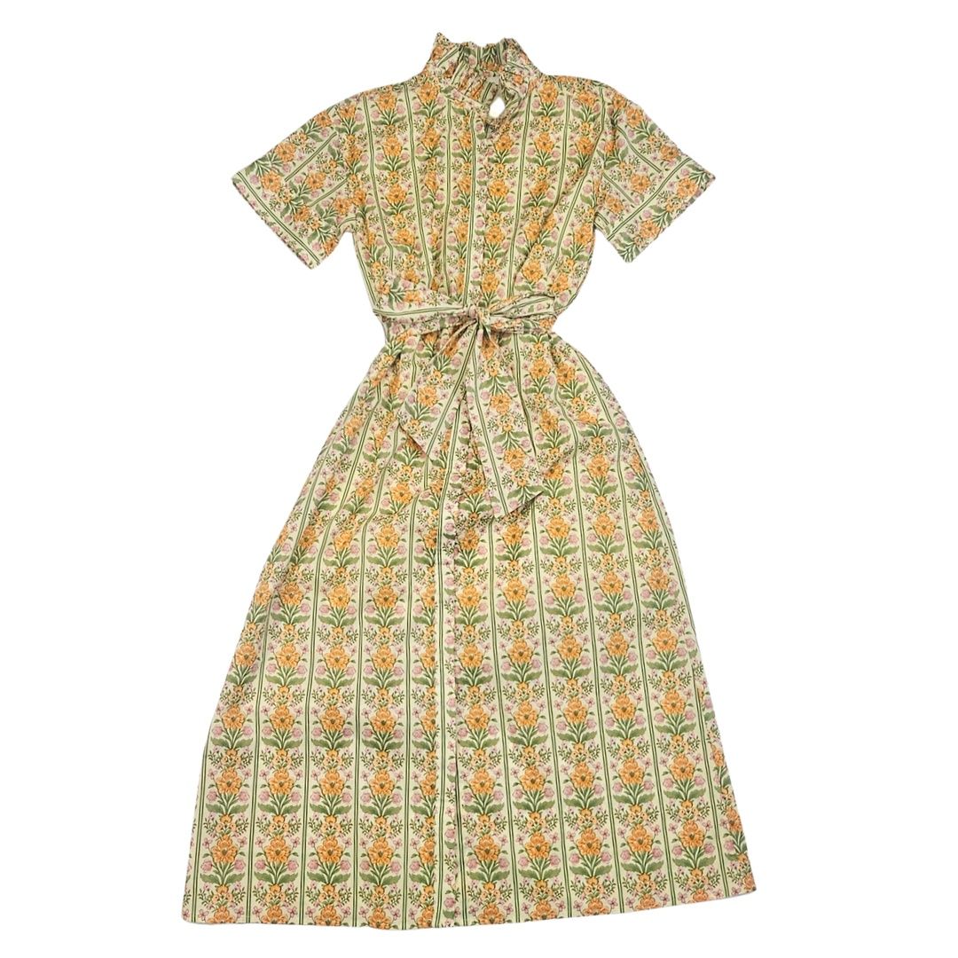 S/S Belted Floral Maxi Dress