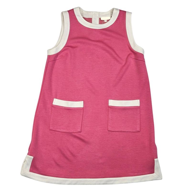 Sleeveless Knit Dress, cream trim