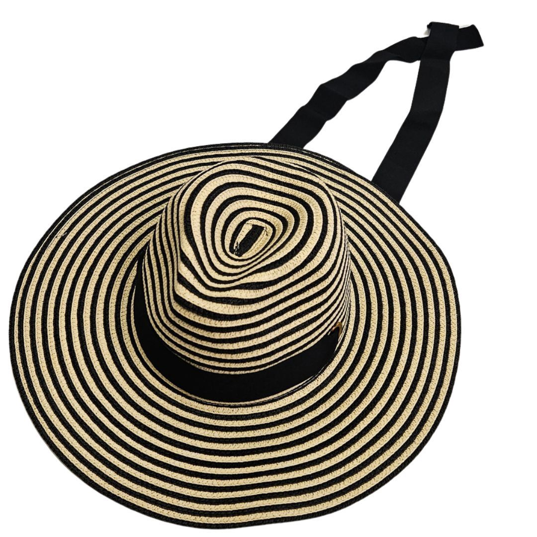 Striped Ribbon Hat, Color: Black