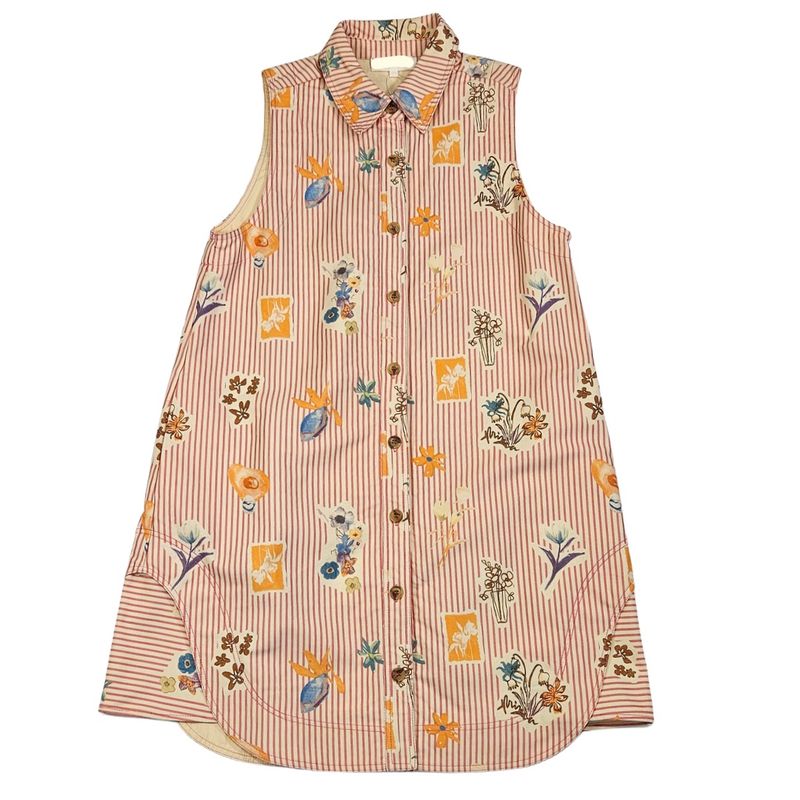 Stripe Floral Sleeveless Mini Dress