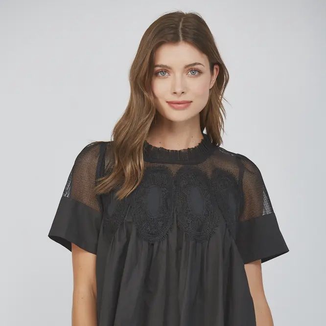 Mesh Combined Top w/ Applique